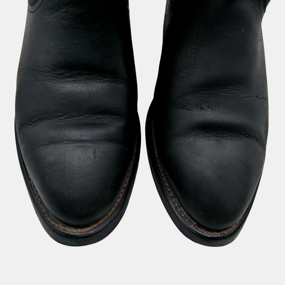 Mason Western Boots Mens 10.5 EEE Black Leather Western Pull On Mid Calf Work - Picture 3 of 10